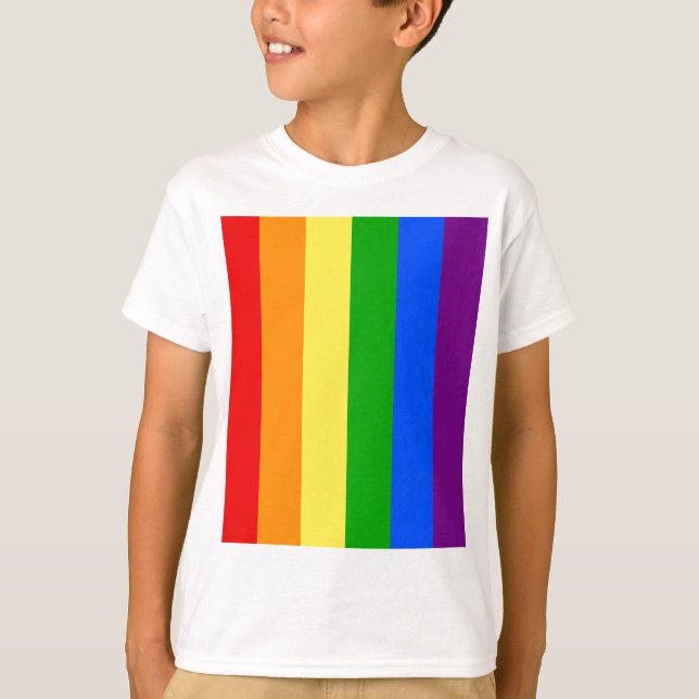"VERTICAL RAINBOW STRIPES" T-Shirt (Front)