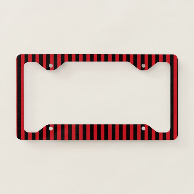Vertical Red and Black Stripes License Plate Frame (Front)