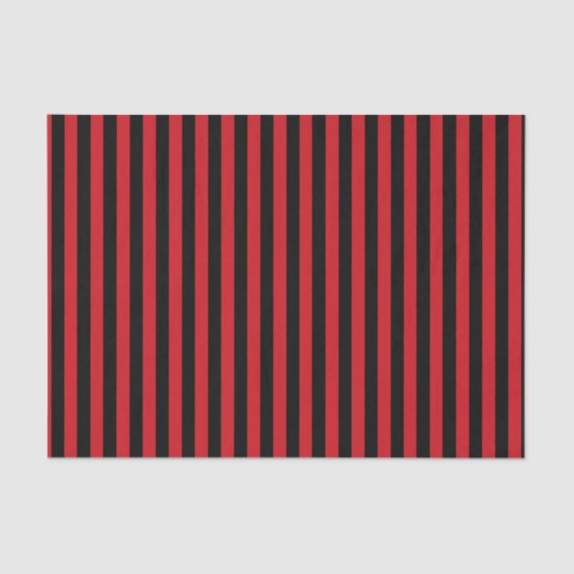 Vertical Red and Black Stripes Tissue Paper (Front)