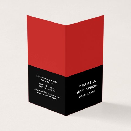 Vertical Red Black Abstract Modern Stylish Trendy Business Card