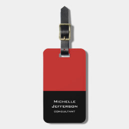 Vertical Red Black Abstract Modern Stylish Trendy Luggage Tag