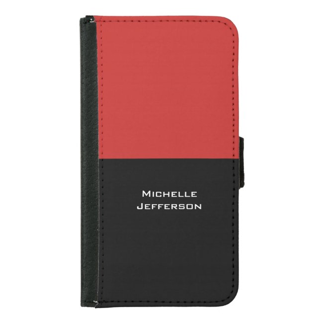 Vertical Red Black Abstract Modern Stylish Trendy Samsung Galaxy Wallet Case (Front)