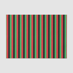 Vertical Red, Black and Green Stripes Tissue Paper