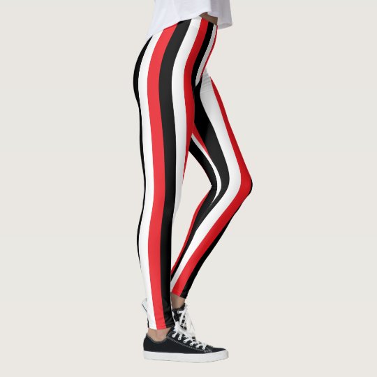 Vertical Red Black And White Stripes Leggings Zazzle Com