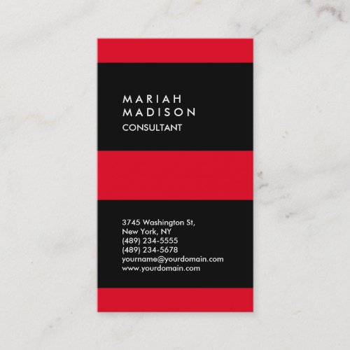 Vertical Red Black Striped Trendy Business Card