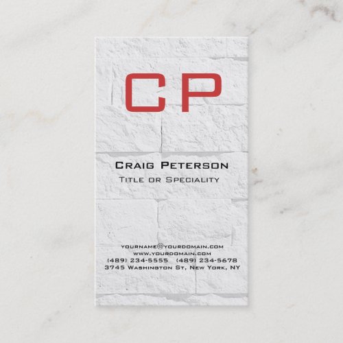 Vertical Red Black White Monogram Business Card