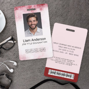 Vertical Red Gradient Employee ID Badge