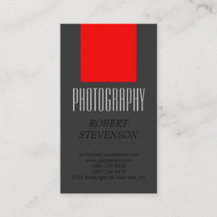 Vertical Red Gray Photography Artist Business Card