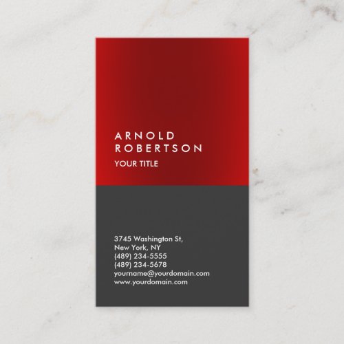 Vertical Red Gray Professional Business Card