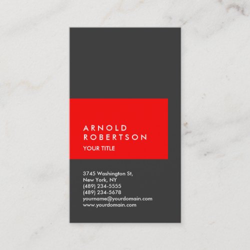 Vertical Red Gray Trend Professional Business Card
