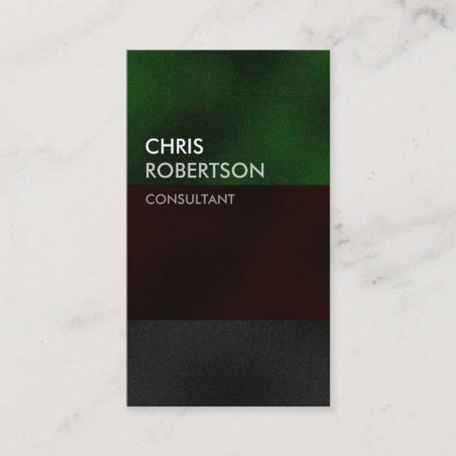 Vertical Red Green Gray Attractive Business Card (Front)