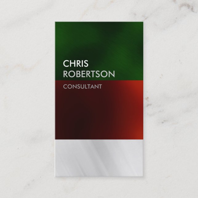 Vertical Red Green Gray Attractive Business Card (Front)