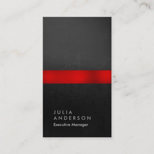 Vertical red grey black pattern professional plain business card (Front)