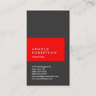 Vertical Red Grey Professional Business Card
