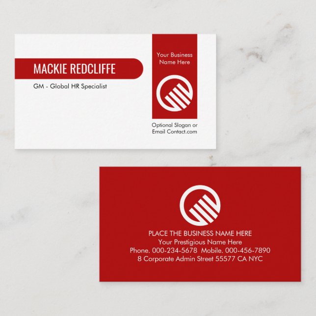 Vertical Red Layer Private Business Enterprise Card (Front/Back)