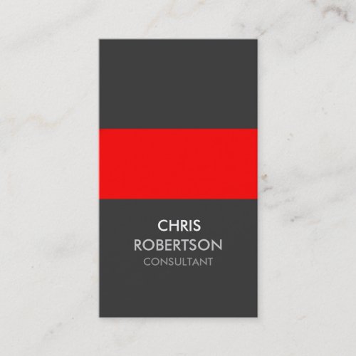 Vertical Red Stripe Gray Attractive Business Card