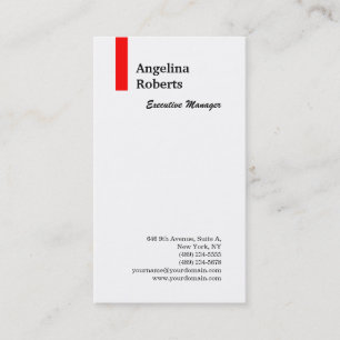 Vertical red white professional plain minimalist business card
