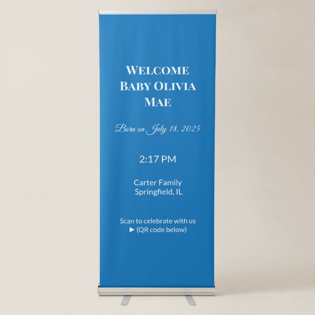 Vertical Retractable Banner | Baby Welcome Sign (Front)