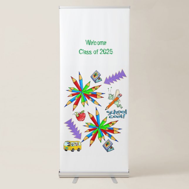 Vertical Retractable Banner Back to School is Cool (Front)