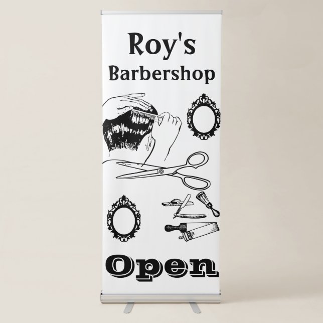 Vertical Retractable Banner Barbershop (Front)