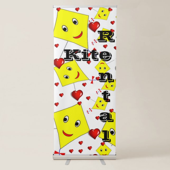 Vertical Retractable Banner Beer Yellow Kites Rent (Front)