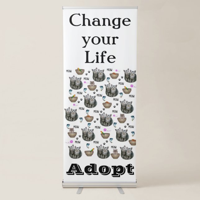 Vertical Retractable Banner Cat Adoption Change (Front)