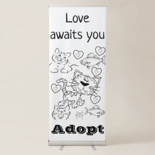 Vertical Retractable Banner Cat Adoption Love