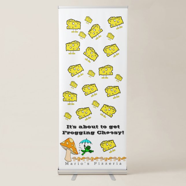 Vertical Retractable Banner Cheesy Pizza Pie  (Front)