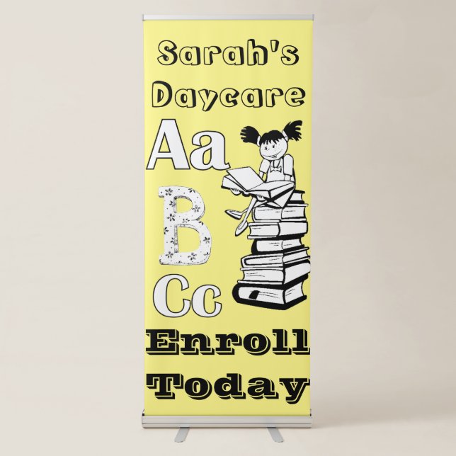 Vertical Retractable Banner Childrens Daycare (Front)
