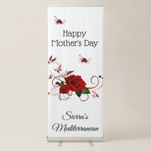 Vertical Retractable Banner Floral Red Rose 