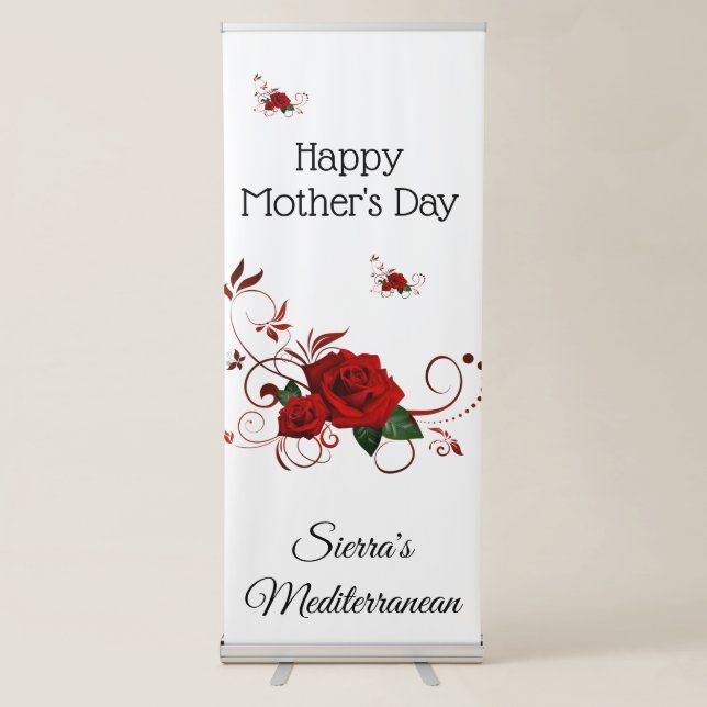 Vertical Retractable Banner Floral Red Rose  (Front)