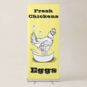 Vertical Retractable Banner Fresh Chickens Eggs