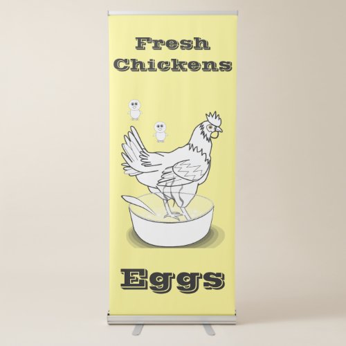 Vertical Retractable Banner Fresh Chickens Eggs