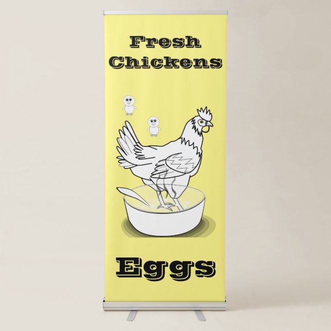 Vertical Retractable Banner Fresh Chickens Eggs (Front)