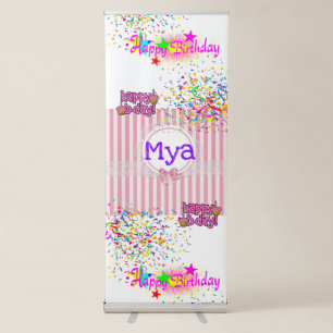 Vertical Retractable Banner Happy Birthday