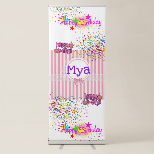 Vertical Retractable Banner Happy Birthday (Front)