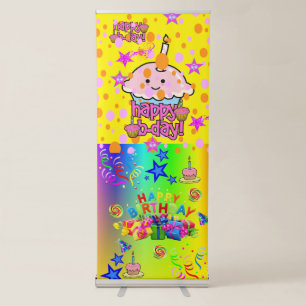 Vertical Retractable Banner Happy Birthday