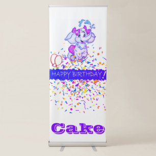 Vertical Retractable Banner Happy Birthday Cake