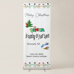 Vertical Retractable Banner Santa is Coming Town