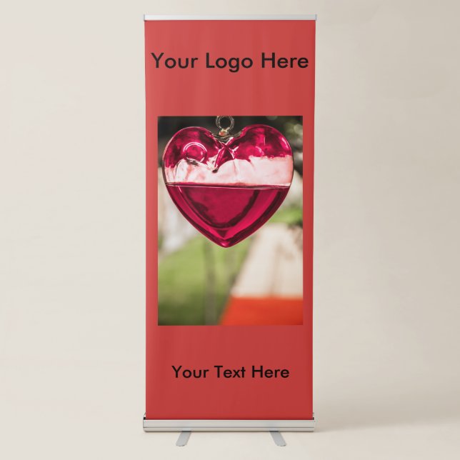Vertical Retractable Banner with Red Heart (Front)