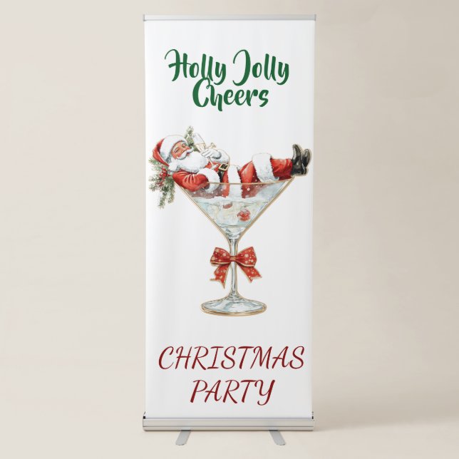 Vertical Retractable Santa Christmas Party Banner (Front)