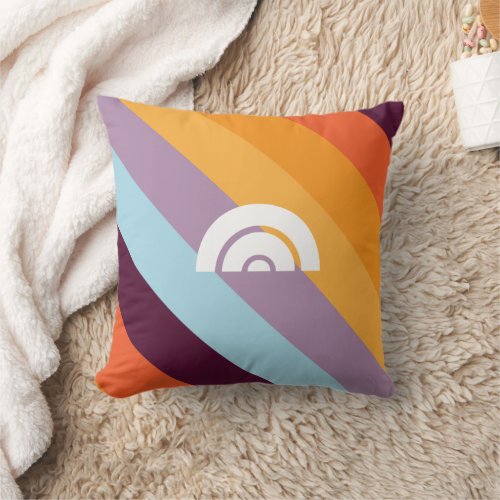 Vertical Retro Rainbow Throw Pillow