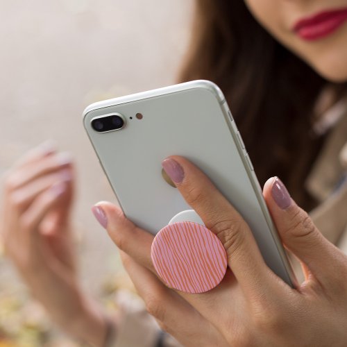 Vertical retro wavy lines _ pastel orange and pink PopSocket