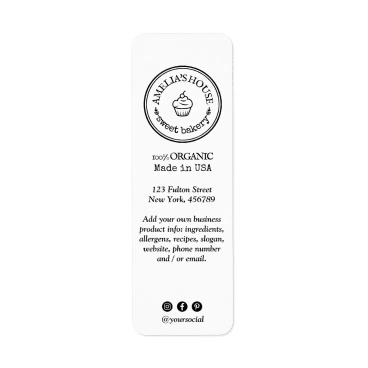Vertical Return Address Business Product Labels | Zazzle