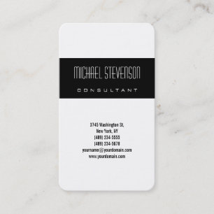 Vertical Rounded Corner Black White Business Card