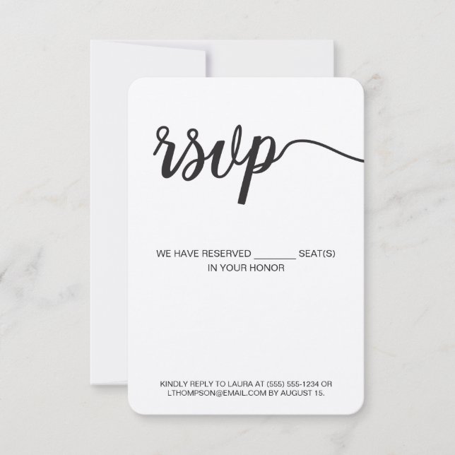 Vertical RSVP without mailing Reserved Seat simple (Front)