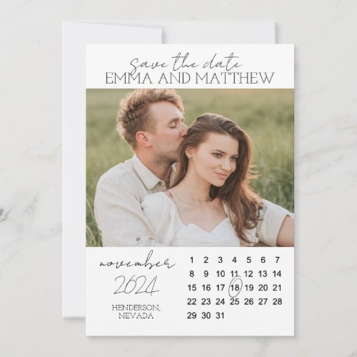 Vertical Rustic Calendar Save The Date Card