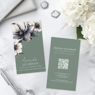 Vertical Sage Green Elegant Professional Business Card