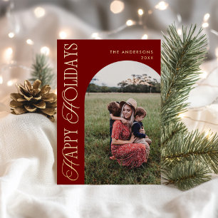 Vertical Script Photo Arch Foil Holiday Card