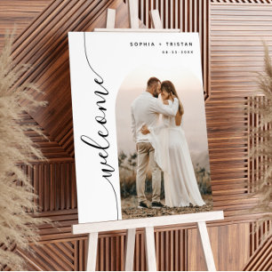 Vertical Script Photo Arch Wedding Welcome Sign
